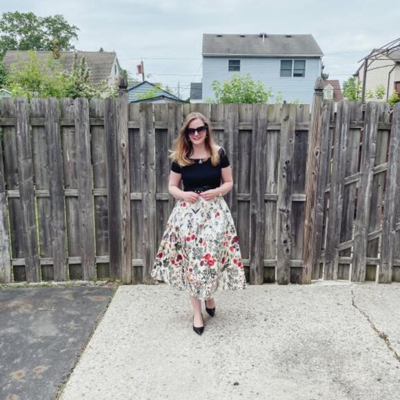 Multi Floral Print Embossed Midi Skirt - Picture 2 of 5